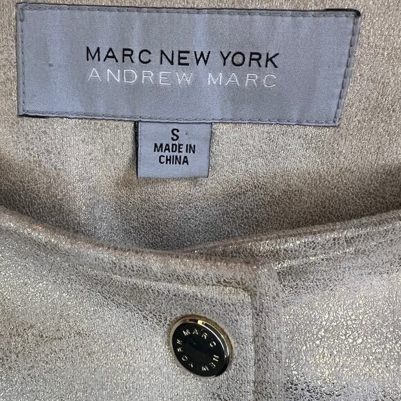 Marc New York Metallic Trench Coat Women's Size Small Pebbled Gold Button Up - Picture 7 of 8